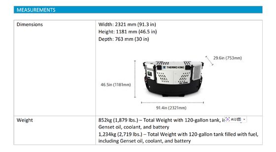 SG3500 THERMO KING Dieselmotor Schiffsgenerator Behälter Kühlgerät Stromversorgung bemerkenswerte Kraftstoffeffizienz in China Fabrik hergestellt
